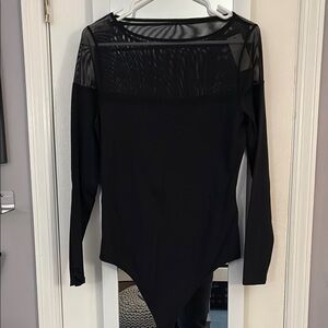NWT Black Sheer Long Sleeve Bodysuit